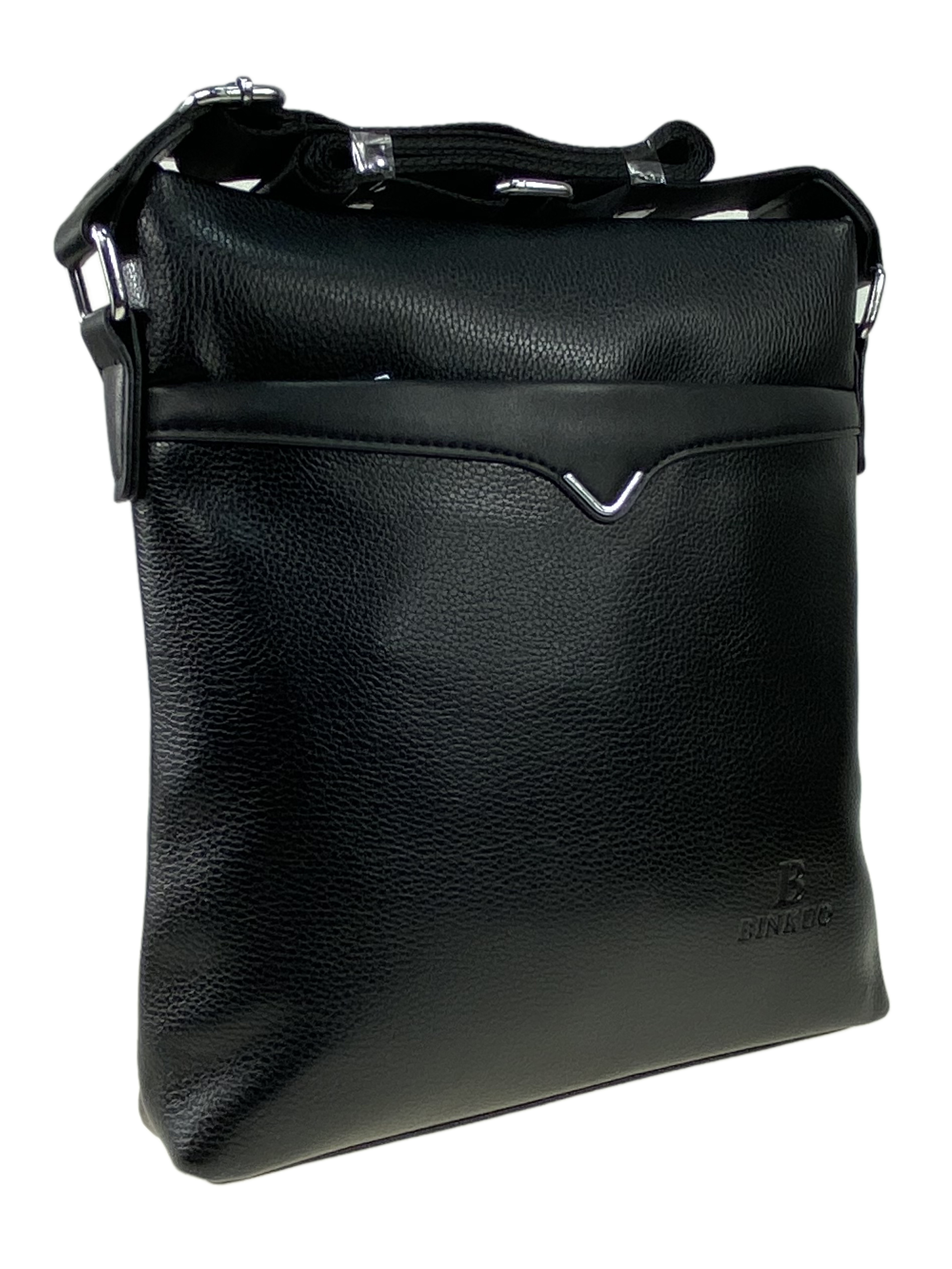 На фото 1 - Мужская сумка-планшет из искусственной кожи через плечо, цвет чёрный