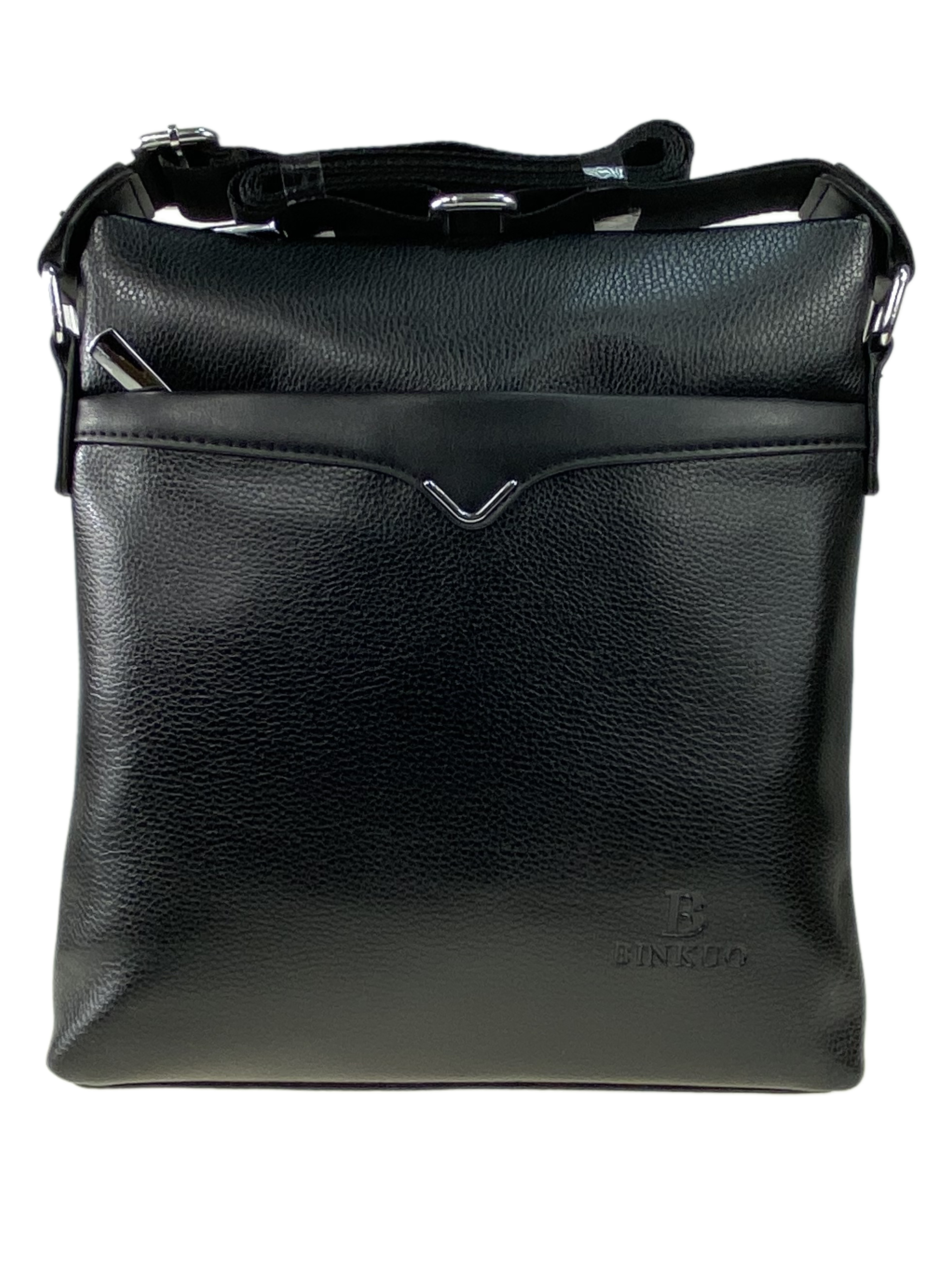 На фото 2 - Мужская сумка-планшет из искусственной кожи через плечо, цвет чёрный