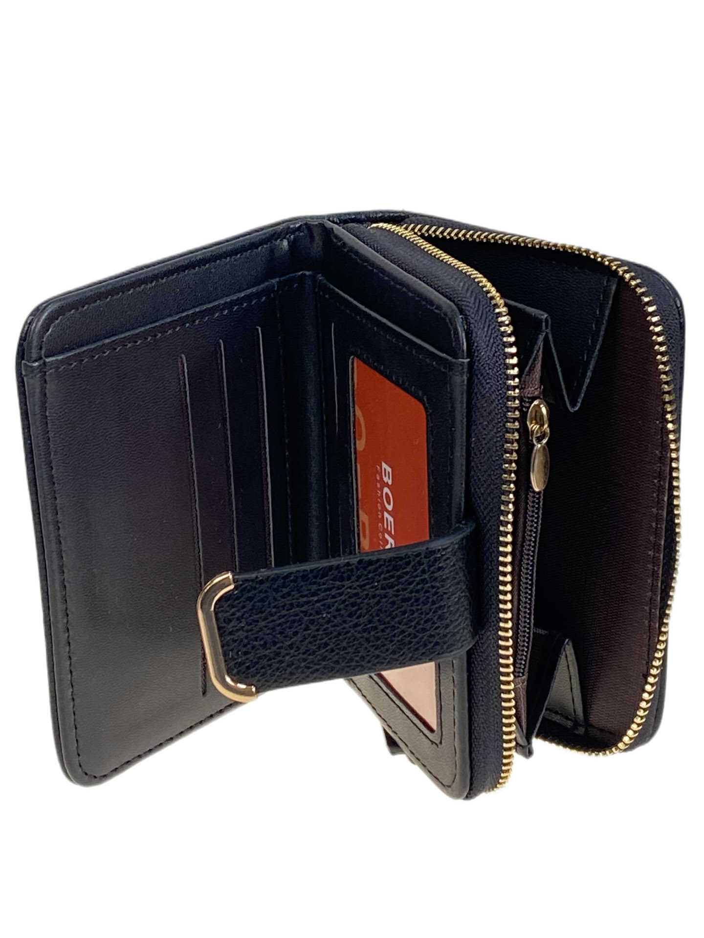 На фото 2 -  Женское портмоне из искусственной кожи, цвет черный