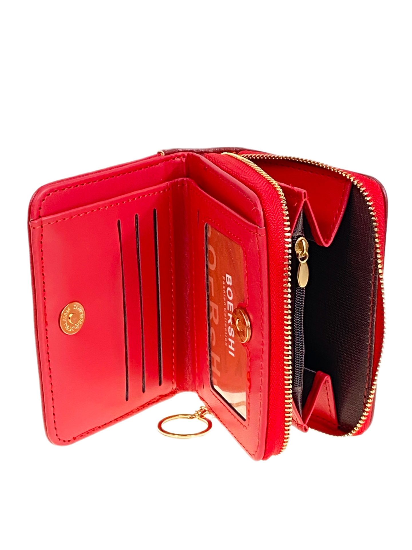 На фото 2 -  Женское портмоне из искусственной кожи, цвет красный