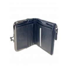 На фото 2 - Женский кошелёк с фермуаром из искусственной кожи, цвет черный