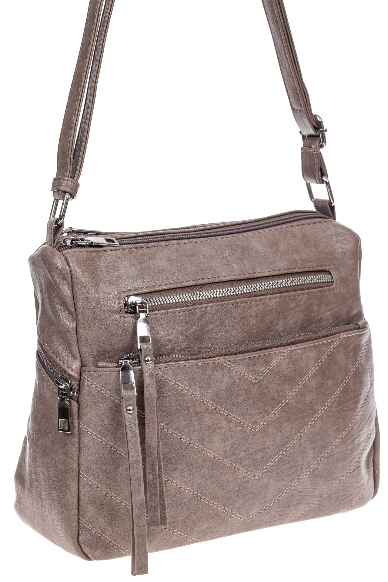 На фото 1 -  Женская классическая сумка из искусственной кожи, цвет бежевый