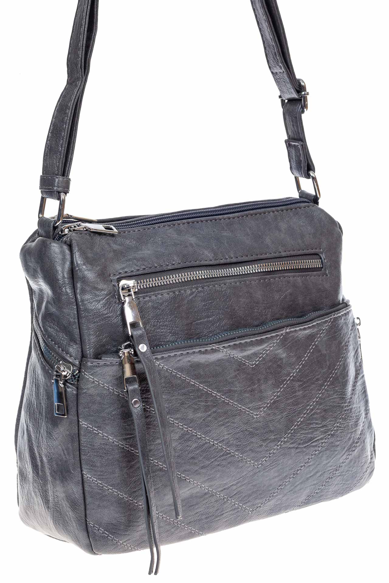 На фото 1 -  Женская классическая сумка из искусственной кожи, цвет темно серый