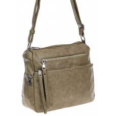 На фото 1 -  Женская классическая сумка из искусственной кожи, цвет хаки