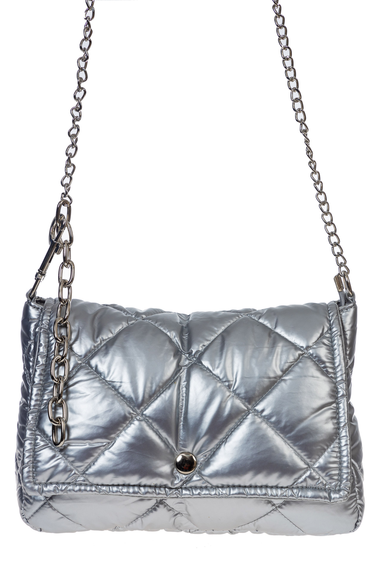 На фото 2 - Женская сумка из водооталкивающей ткани, цвет серебро