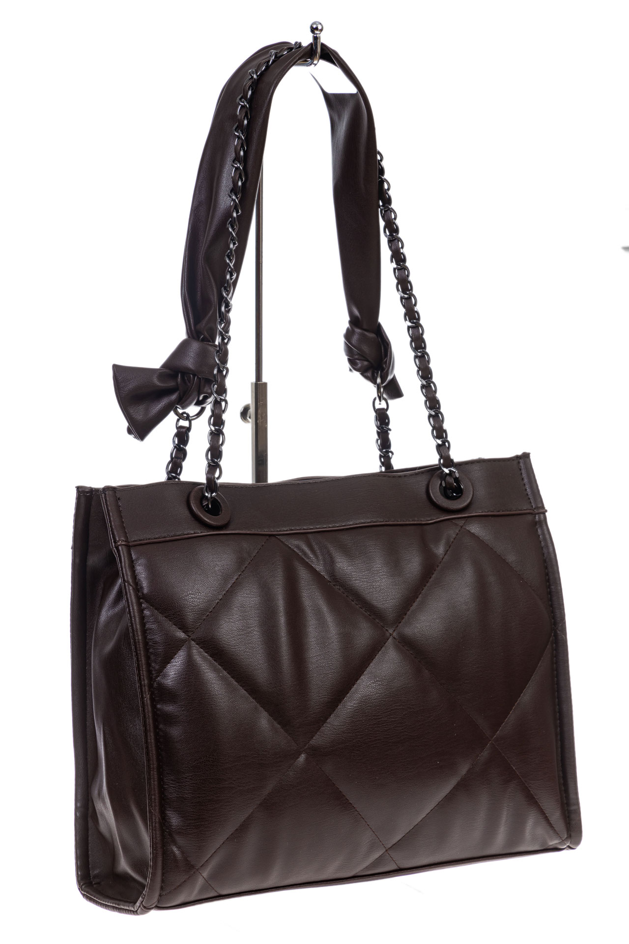 На фото 3 -  Стильная женская  сумка из искусственной кожи, цвет шоколад