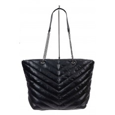 На фото 2 - Женская сумка-шоппер из искусственной кожи, цвет черный
