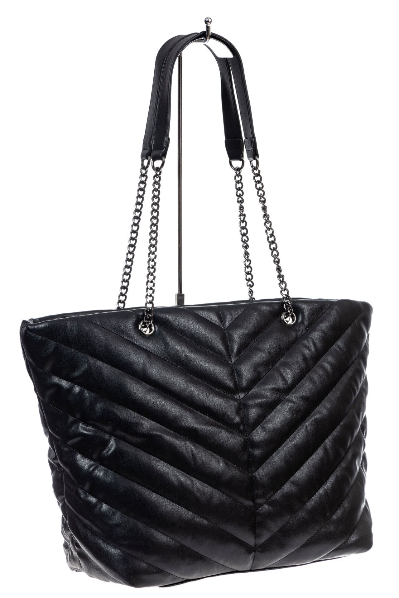 На фото 3 - Женская сумка-шоппер из искусственной кожи, цвет черный