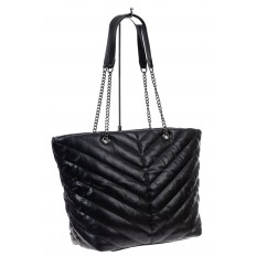 На фото 3 - Женская сумка-шоппер из искусственной кожи, цвет черный
