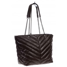 На фото 3 - Женская сумка-шоппер из искусственной кожи, цвет шоколад