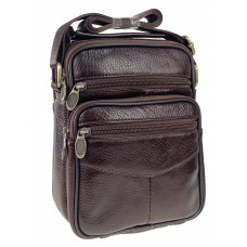 На фото 1 - Мужская сумка через плечо для документов из натуральной кожи, цвет коричневый