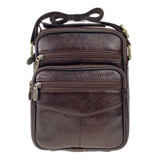 На фото 2 - Мужская сумка через плечо для документов из натуральной кожи, цвет коричневый