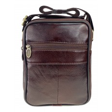 На фото 3 - Мужская сумка через плечо для документов из натуральной кожи, цвет коричневый