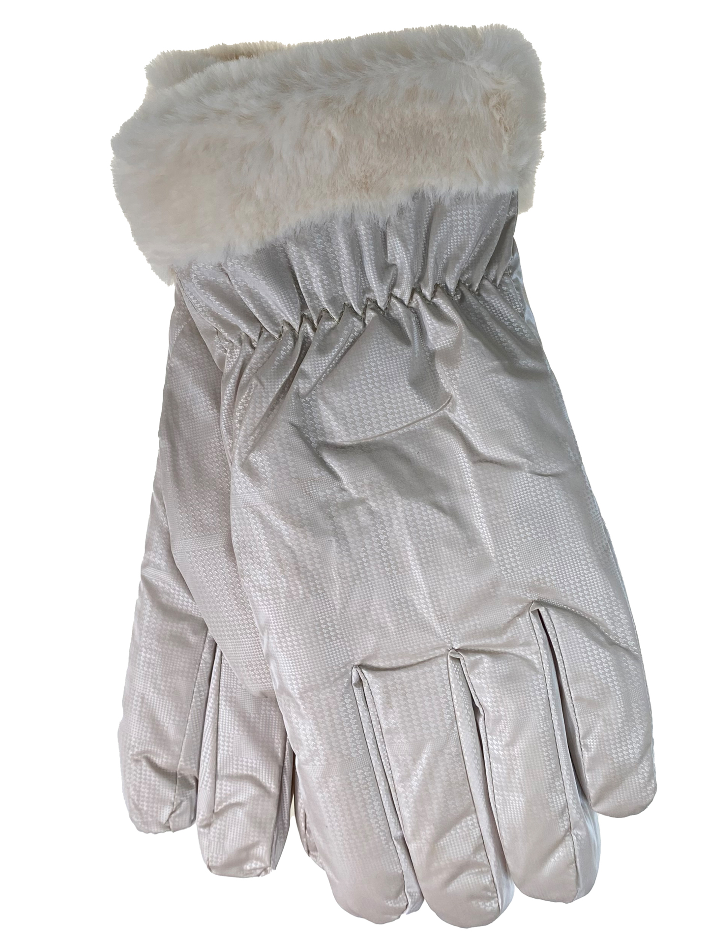 На фото 1 - Женские перчатки утепленные, цвет бело серый