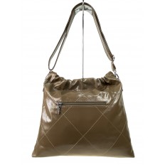 На фото 2 - Женская сумка хобо из искусственной кожи, цвет бежево-коричневый