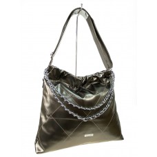 На фото 1 - Женская сумка хобо из искусственной кожи, цвет бронза