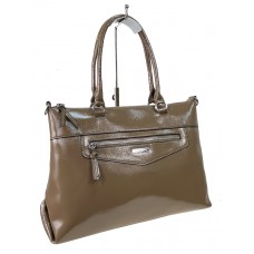 На фото 1 - Женская сумка тоут из искусственной кожи, цвет бежево-коричневый