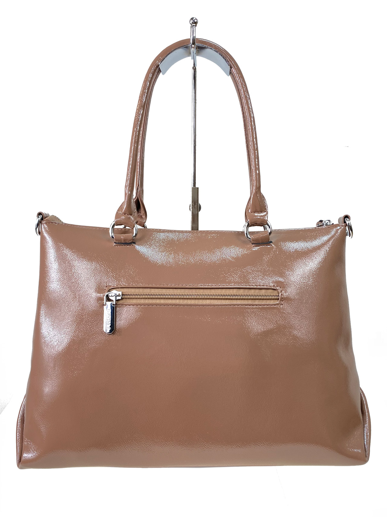 На фото 2 - Женская сумка тоут из искусственной кожи, цвет пудра
