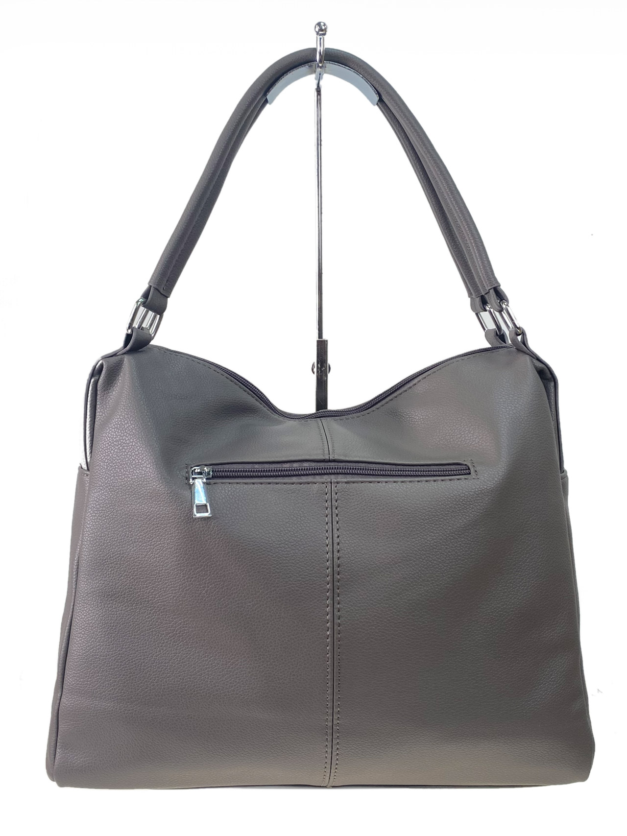 На фото 2 - Женская сумка из искусственной кожи, цвет серо-коричневый