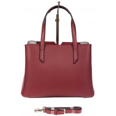 На фото 3 - Кожаная женская сумка тоут, цвет красный
