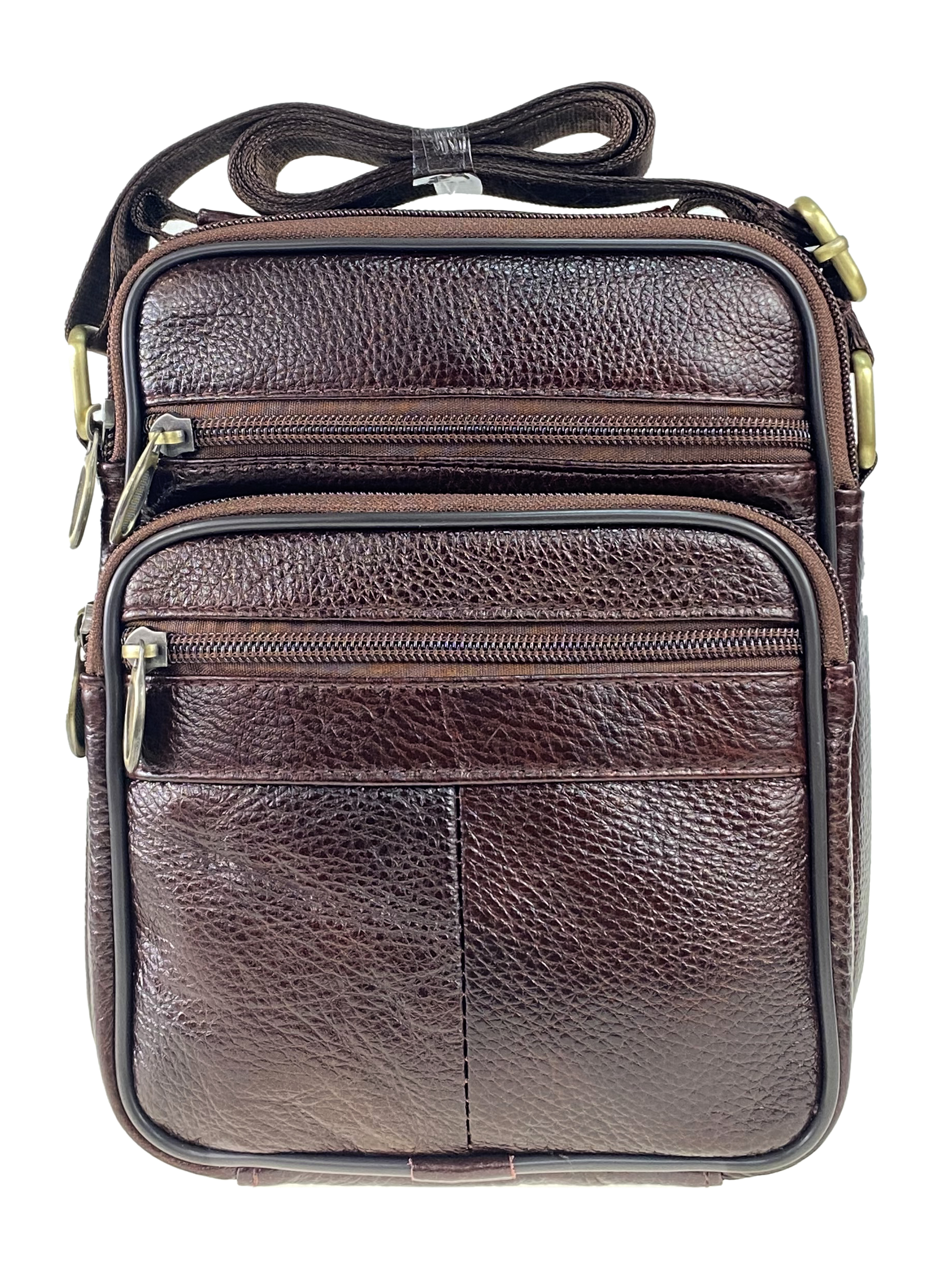 На фото 2 - Мужская кожаная сумка для документов, коричневая