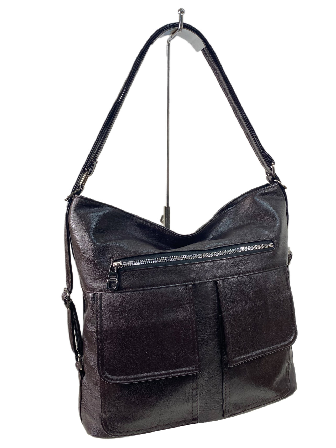 На фото 3 - Женская сумка  из искусственной кожи, цвет шоколад