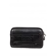 На фото 3 - Кожаная мужская сумка клатч под документы, цвет черный