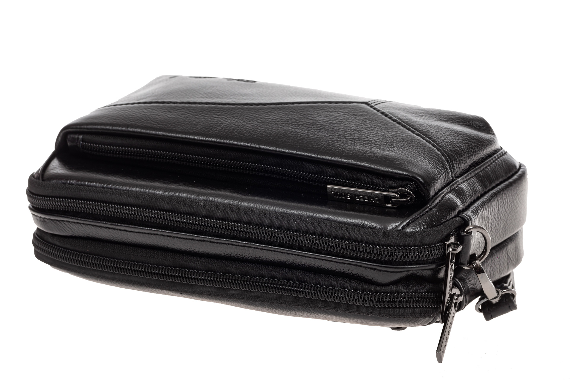 На фото 4 - Кожаная мужская сумка клатч под документы, цвет черный