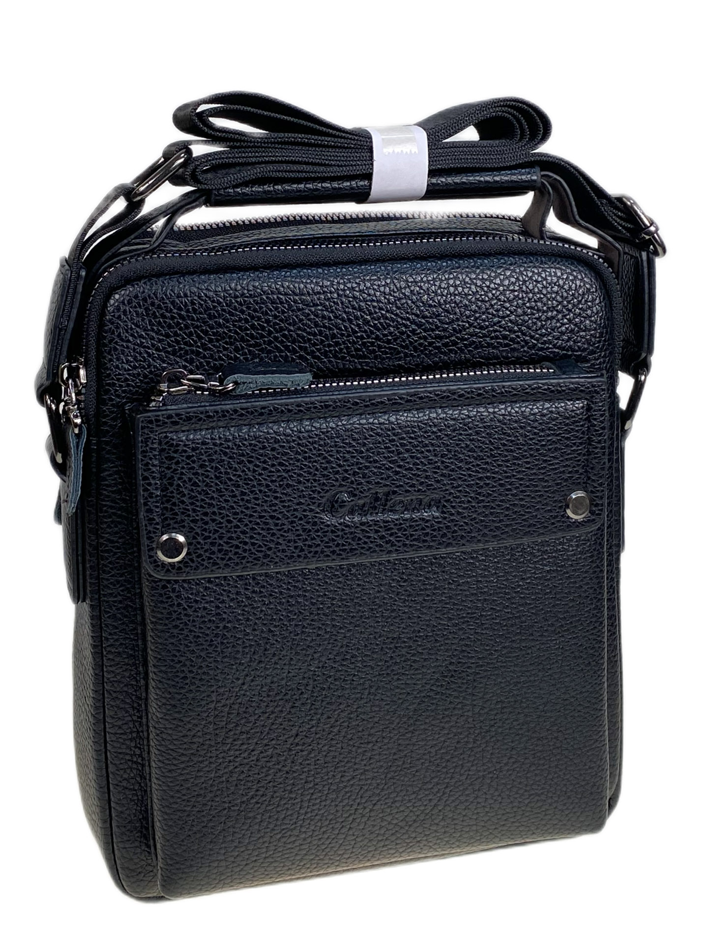 На фото 1 - Сумка мужская из искусственной кожи, цвет черный