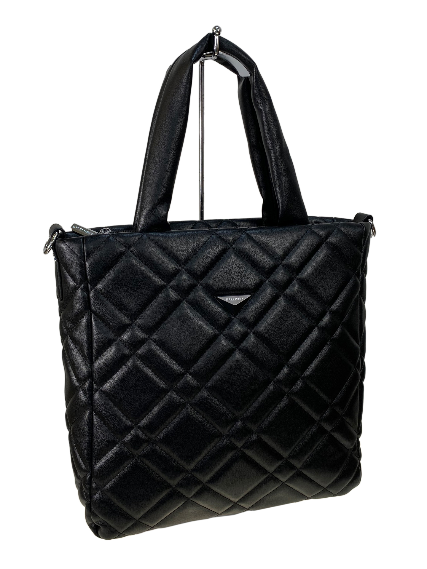 На фото 1 - Женская сумка из искусственной кожи, цвет черный