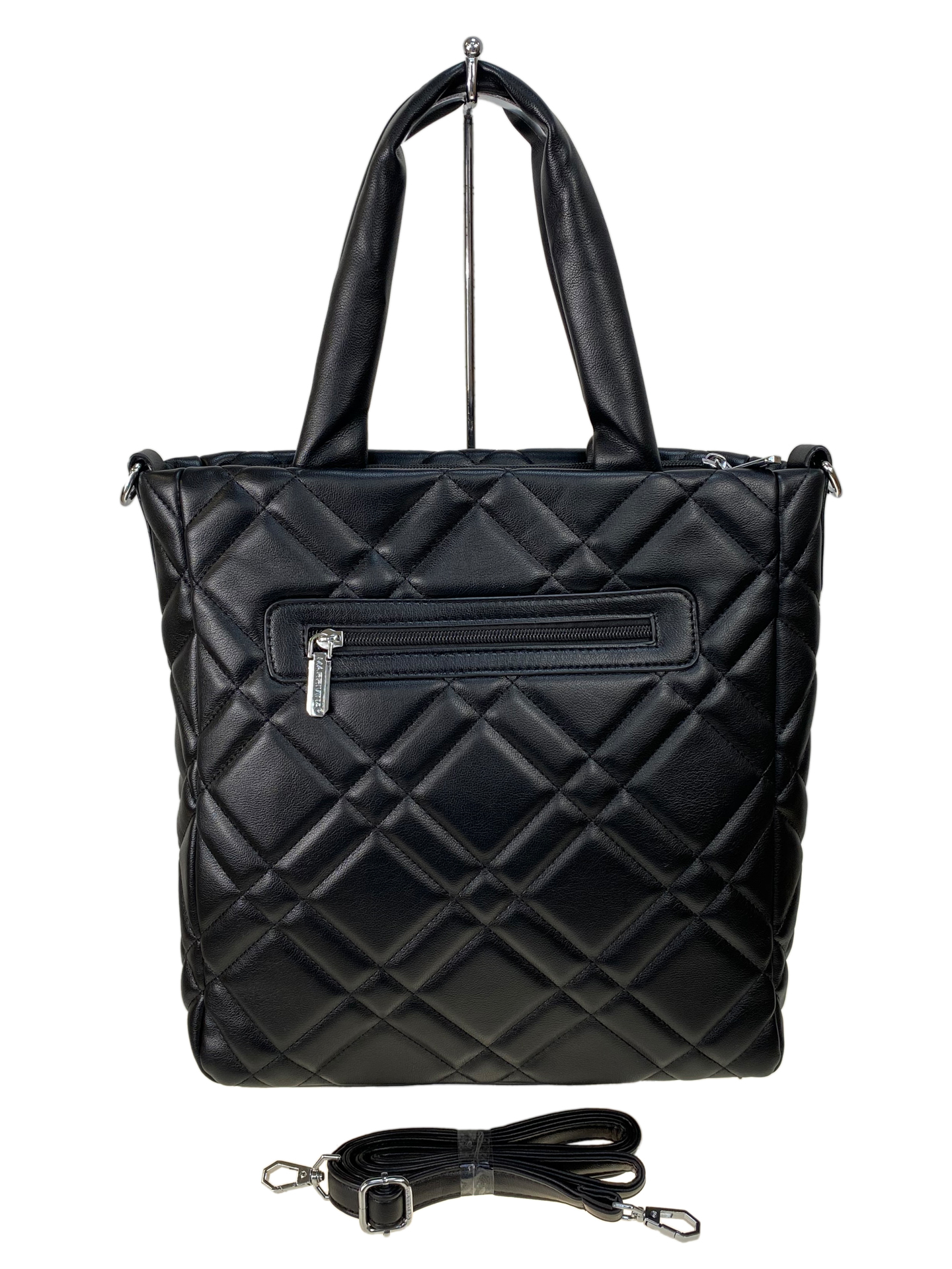 На фото 2 - Женская сумка из искусственной кожи, цвет черный