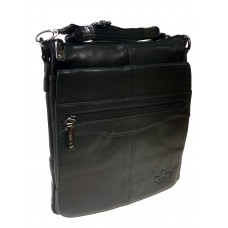 На фото 1 - Мужская сумка - планшет из натуральной кожи, цвет черный