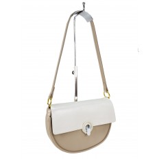 На фото 3 -  Женская сумка кросс-боди из искусственной кожи, цвет бежевый с белым