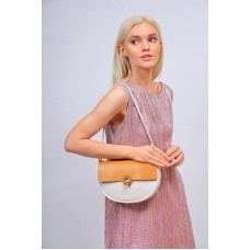 На фото 1 -  Женская сумка кросс-боди из искусственной кожи, цвет  белый с желтым