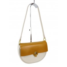 На фото 3 -  Женская сумка кросс-боди из искусственной кожи, цвет  белый с желтым