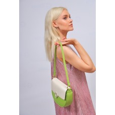 На фото 1 -  Женская сумка кросс-боди из искусственной кожи, цвет  зеленый с белым