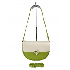 На фото 2 -  Женская сумка кросс-боди из искусственной кожи, цвет  зеленый с белым
