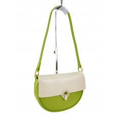 На фото 3 -  Женская сумка кросс-боди из искусственной кожи, цвет  зеленый с белым
