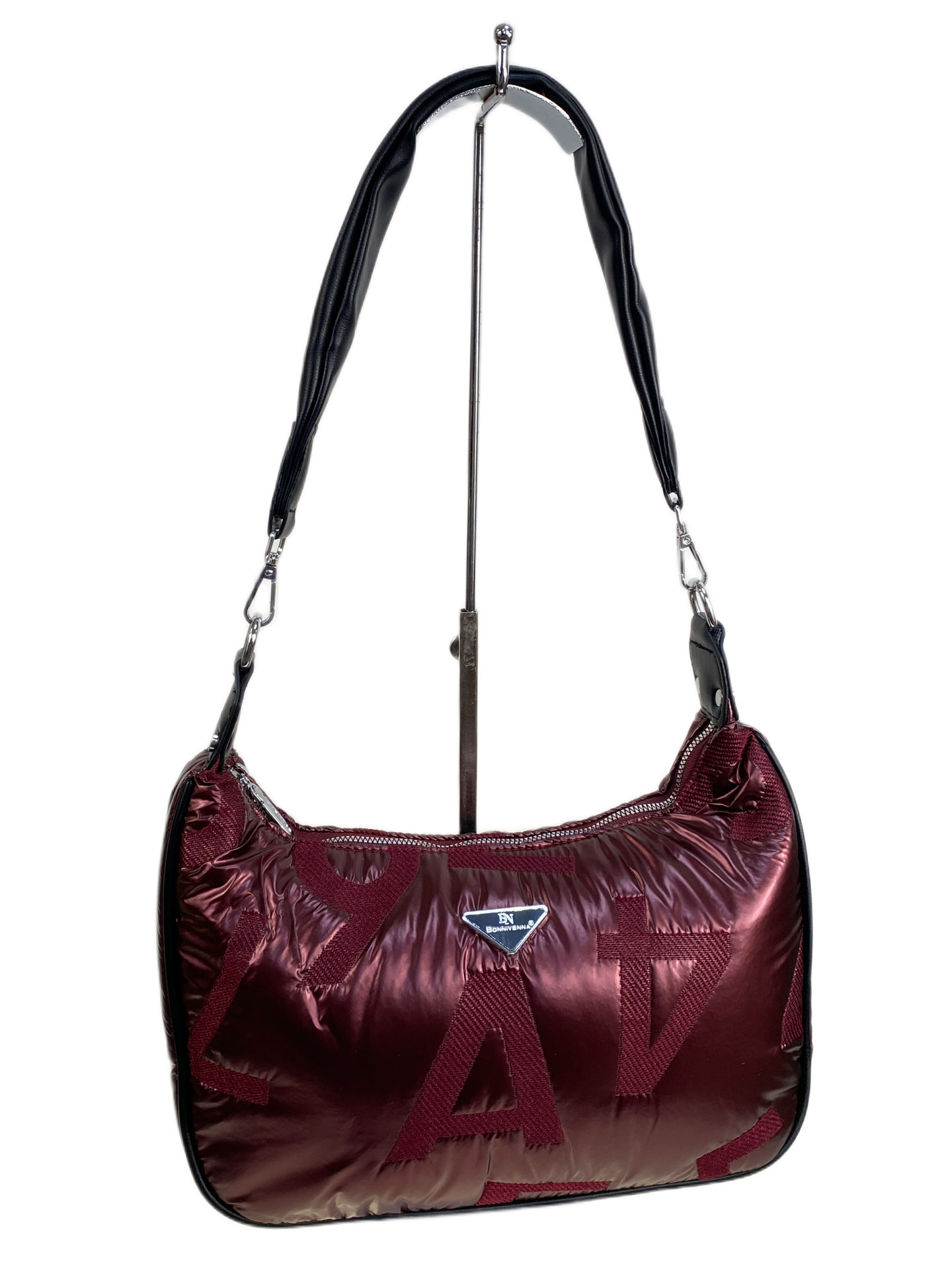На фото 1 - Сумка из болоньи  через плечо, цвет бордовый