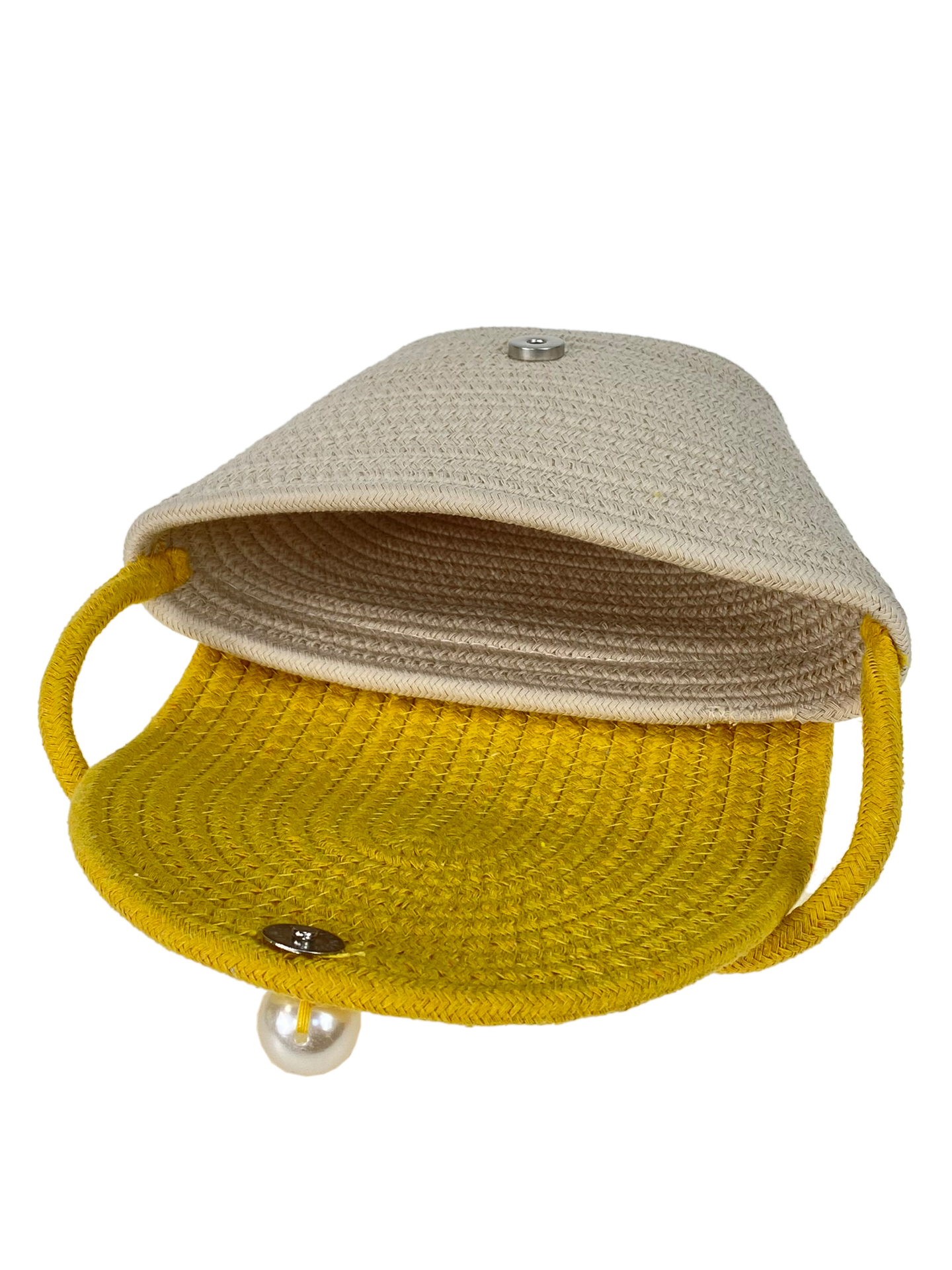 На фото 2 - Летняя плетеная сумка, цвет молочный-желтый