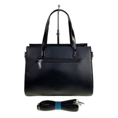 На фото 2 - Женская сумка из искусственной кожи и натуральной замши, цвет черный