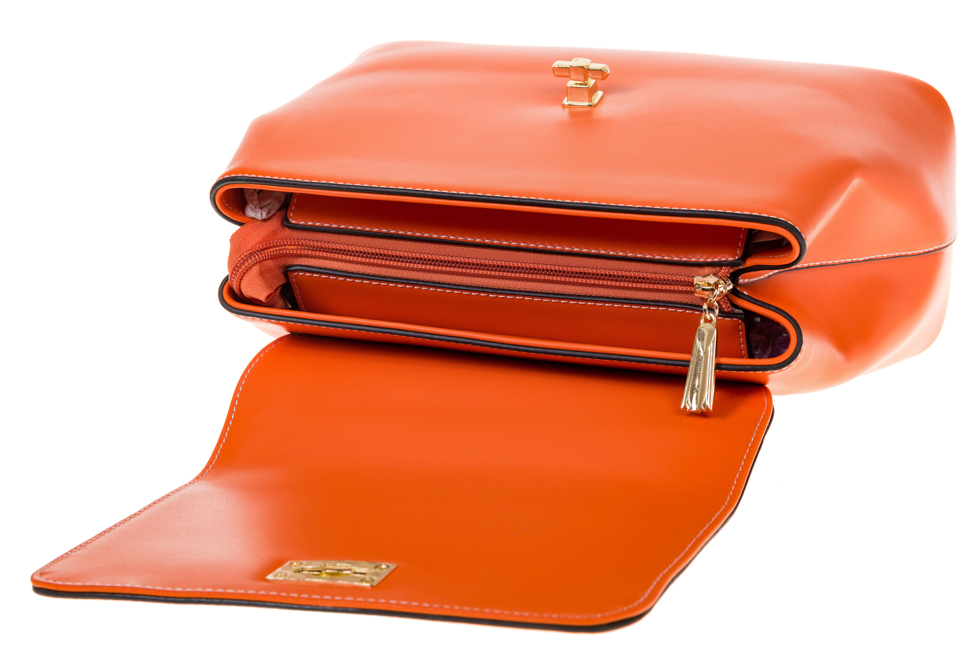 На фото 4 - Handbag из искусственной кожи оранжевого цвета 2342MJ5