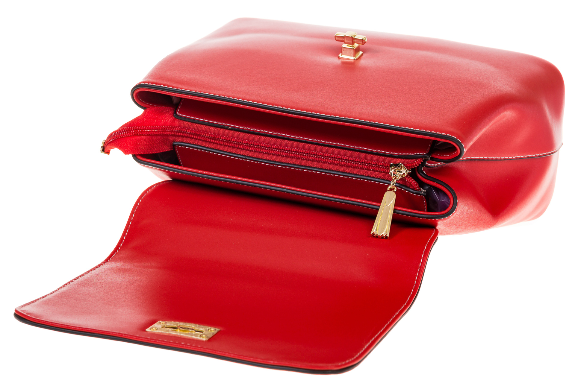 На фото 4 - Handbag из искусственной кожи красного цвета 2342MJ5