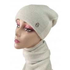 На фото 1 - Комплект шапка женская и шарф-косынка, цвет тифани