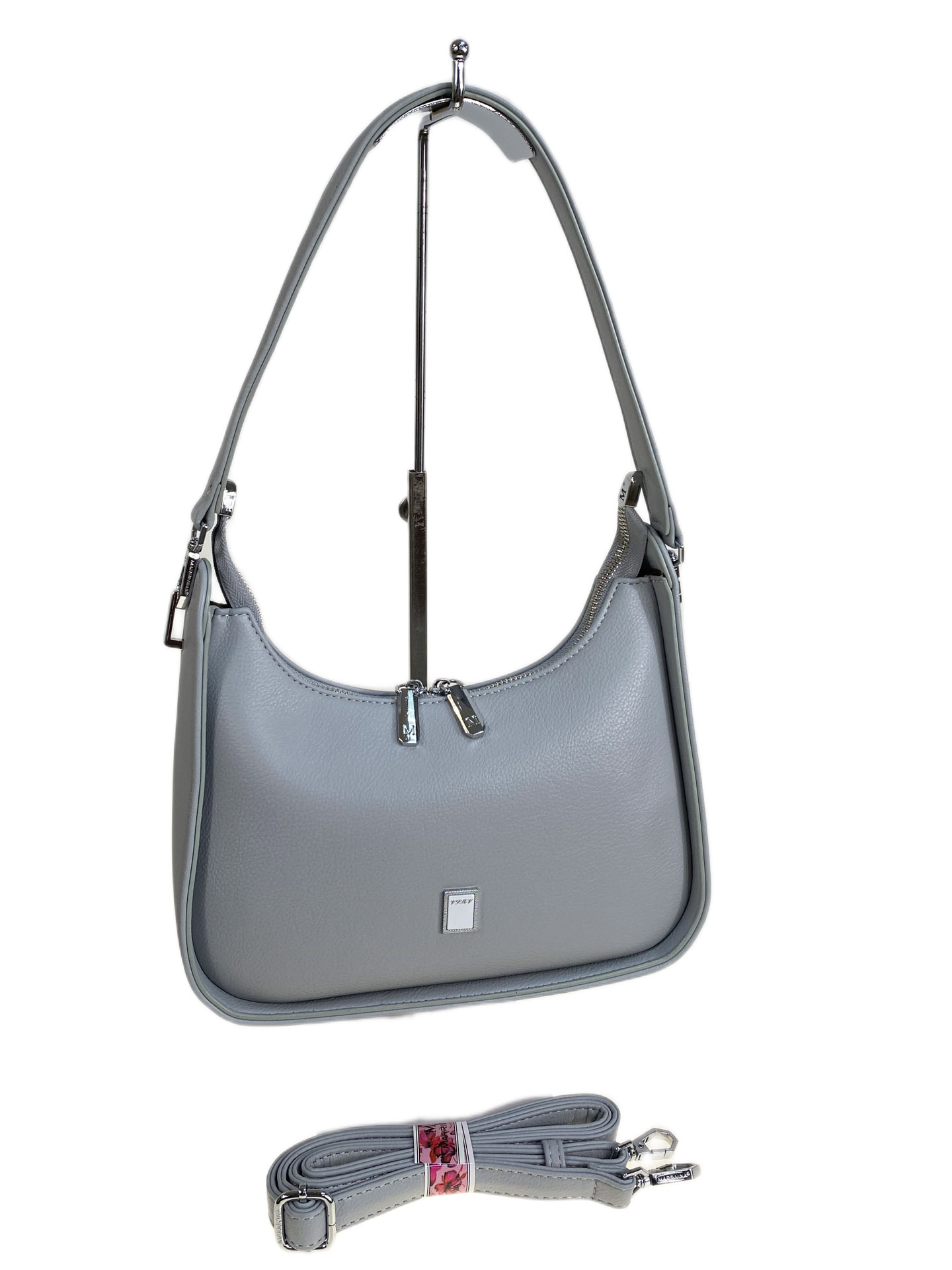 На фото 1 - Женская сумка из искусственной кожи, цвет светло серый