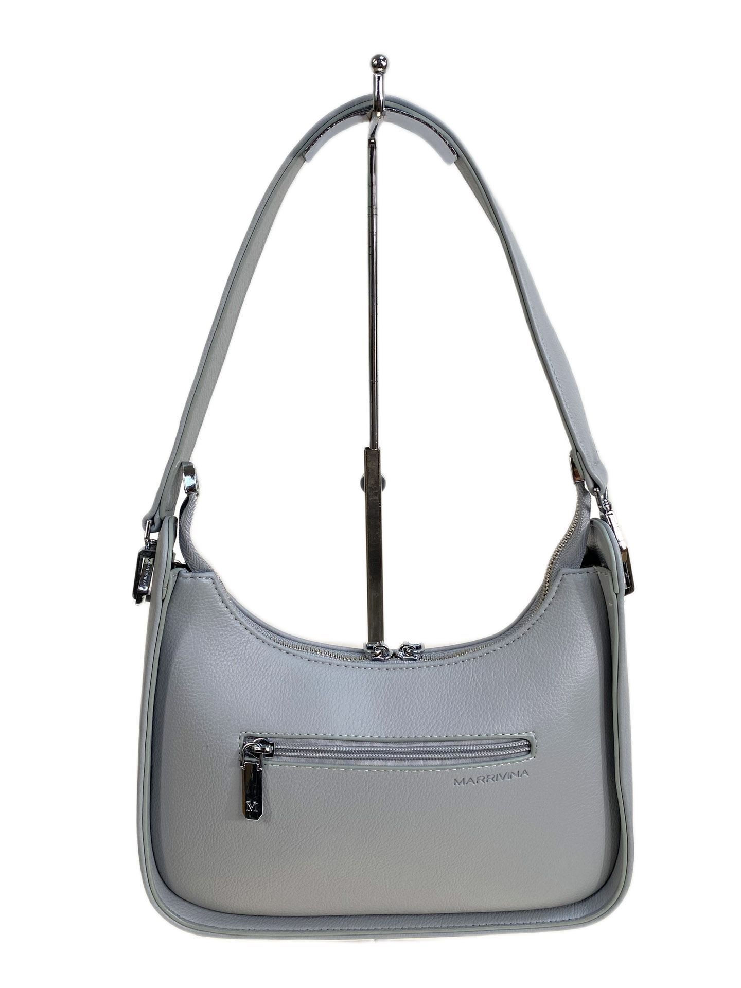 На фото 2 - Женская сумка из искусственной кожи, цвет светло серый