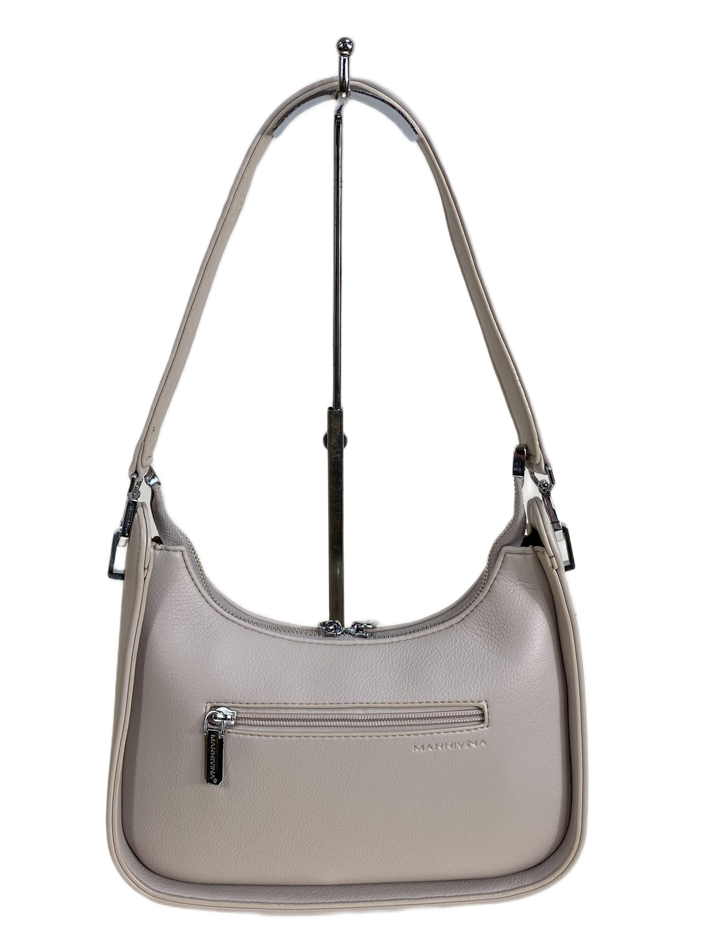 На фото 2 - Женская сумка из искусственной кожи, цвет серо-белый