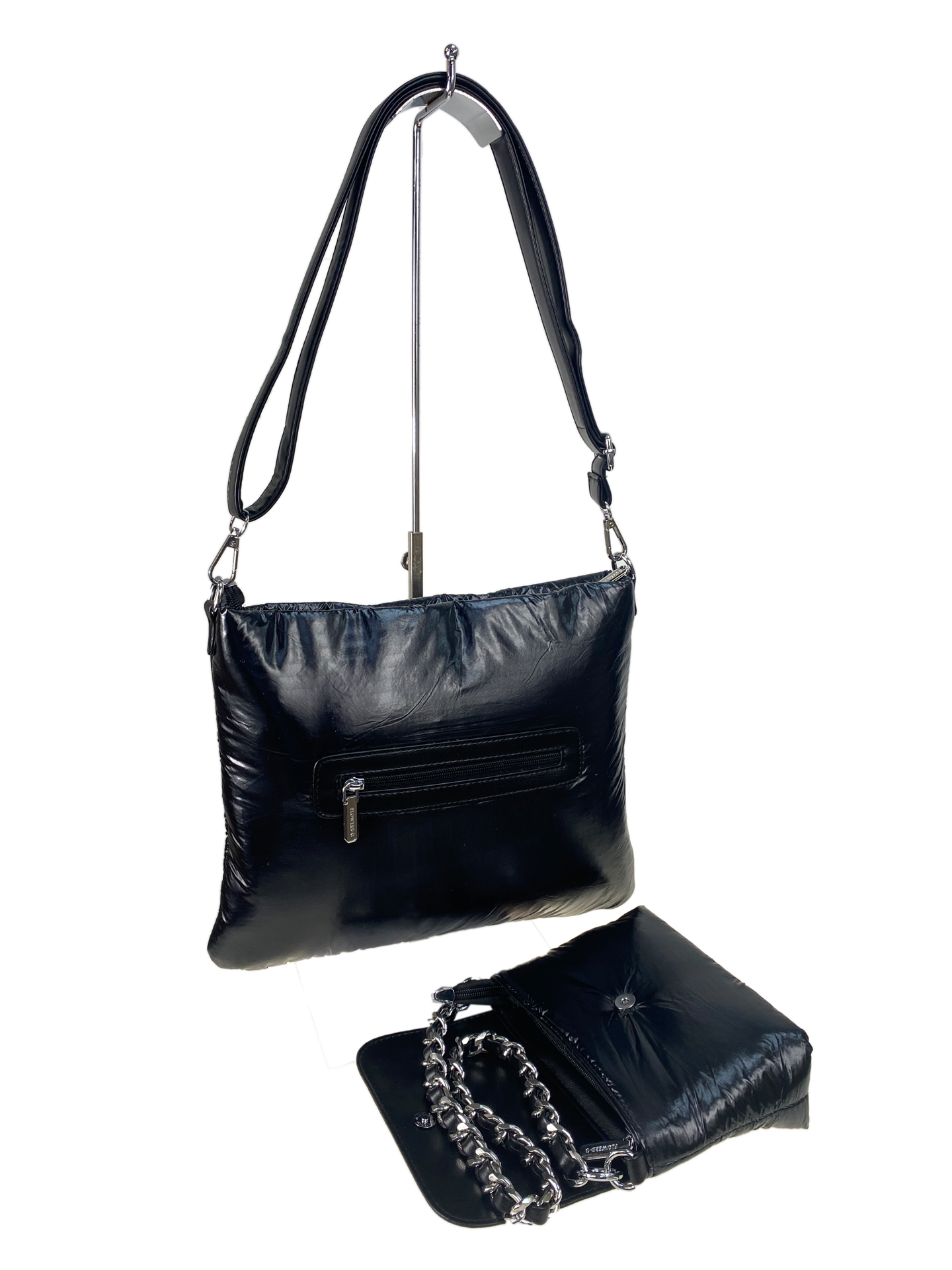 На фото 2 - Cтильная женская сумка-шоппер из водооталкивающей ткани, цвет черный