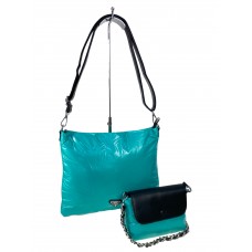 На фото 1 - Cтильная женская сумка-шоппер из водооталкивающей ткани, цвет бирюза