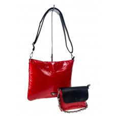 На фото 1 - Cтильная женская сумка-шоппер из водооталкивающей ткани, цвет красный